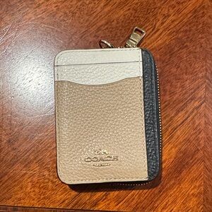 Coach Leather Zip Card Case with Missing Chain Wrist Strap